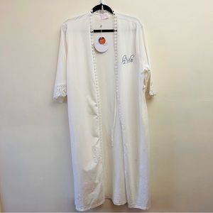 Le Rose Stories white open front bridal robe size m/l
